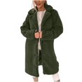 thumbnail image 4 of Women's 2025 Faux Fur Coat Lapel Long Sleeve Fuzzy Fleece Mid-length Sherpa Jacket Button Down Winter Outerwear, 4 of 7