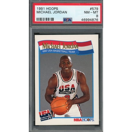 Michael Jordan Team USA Dream Team 1991 Hoops Basketball Card #579 Graded PSA 8