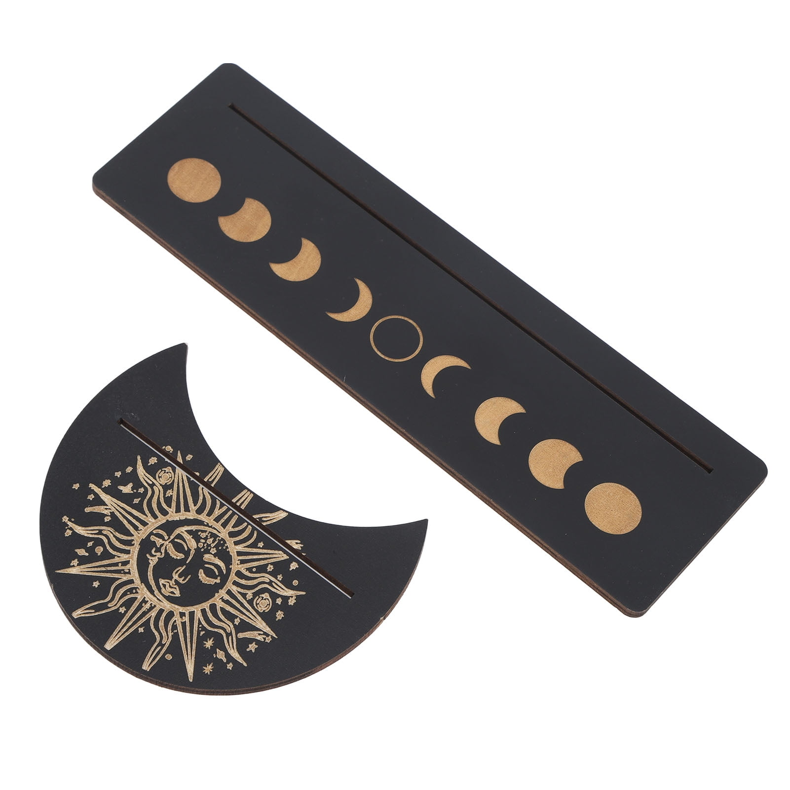 Soportes De Madera Para Tarot - 2 Piezas Con Forma De Luna Y Rectangular - Para Altar, Exhibición Y Meditación