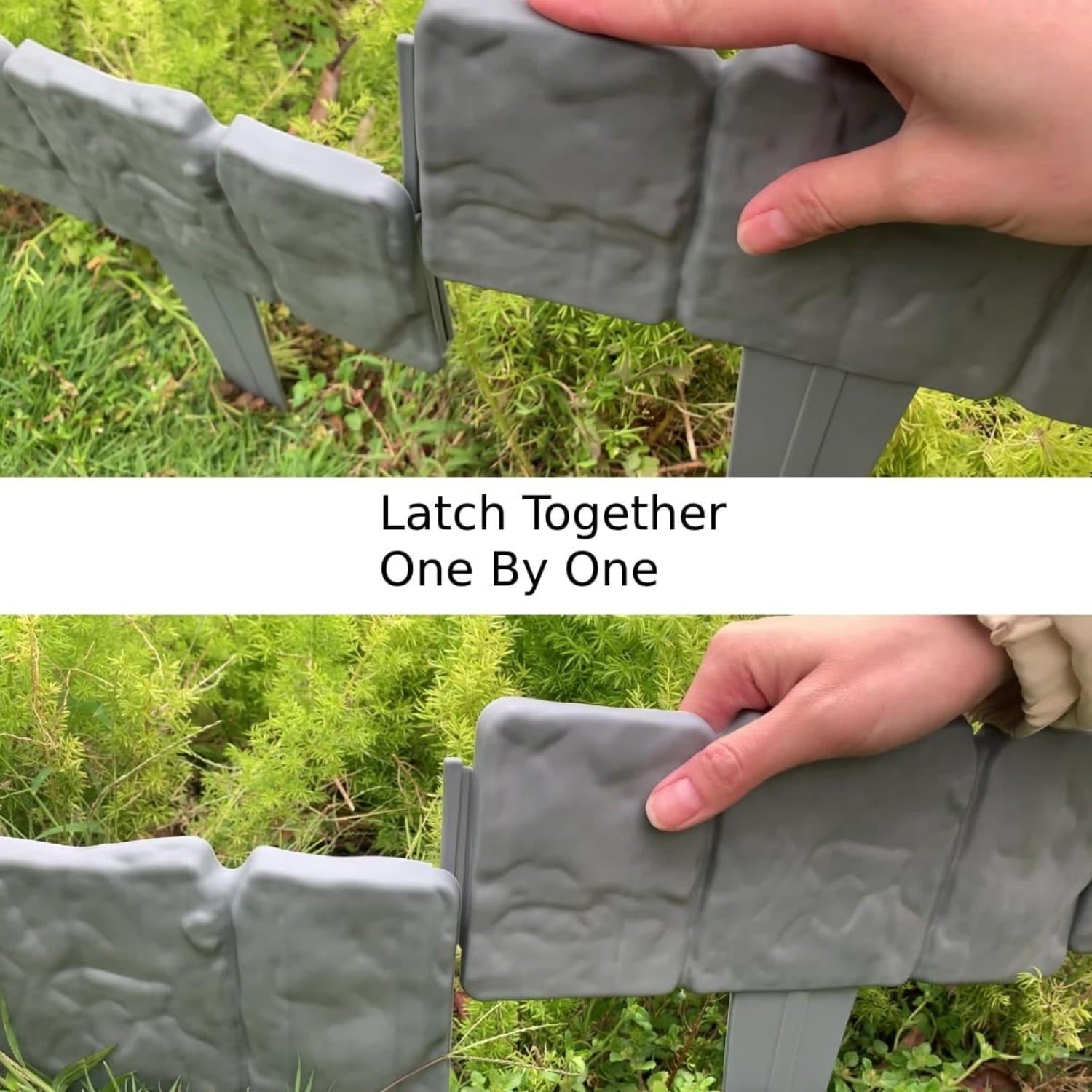 Topboutique 10 Pcs Landscape Edging Border,Garden Edging,No Dig Plastic Stone Effect Edging for Landscaping,Flower Bed Edging for Flower Beds/Gardens/Lawns/Patios/DIY Yard Landscaping,Gray