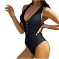 thumbnail image 2 of Bzhegqhd Womens Bathing Suits One Piece,Women's Solid Color Bikini Sleeveless V-Neck Sexy Fashion Swimsuit Beachwear, 2 of 5