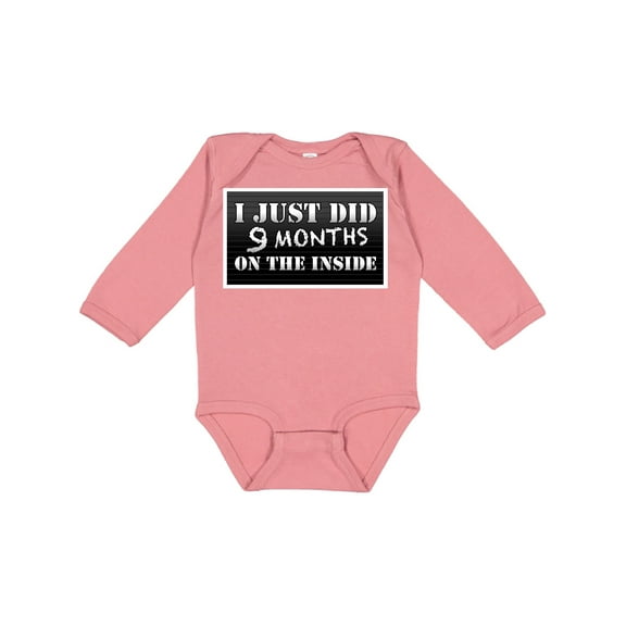 Inktastic 9 Months on the Inside Boys or Girls Long Sleeve Baby Bodysuit