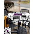 thumbnail image 5 of Outdoor Tablecloth with Umbrella Hole for Patio/Picnic/Party/Camping, Purple Geometric Waterproof Table Cloth Square Cover Washable, Black Grey Abstract Striped Modern Art (54"x 54"), 5 of 8