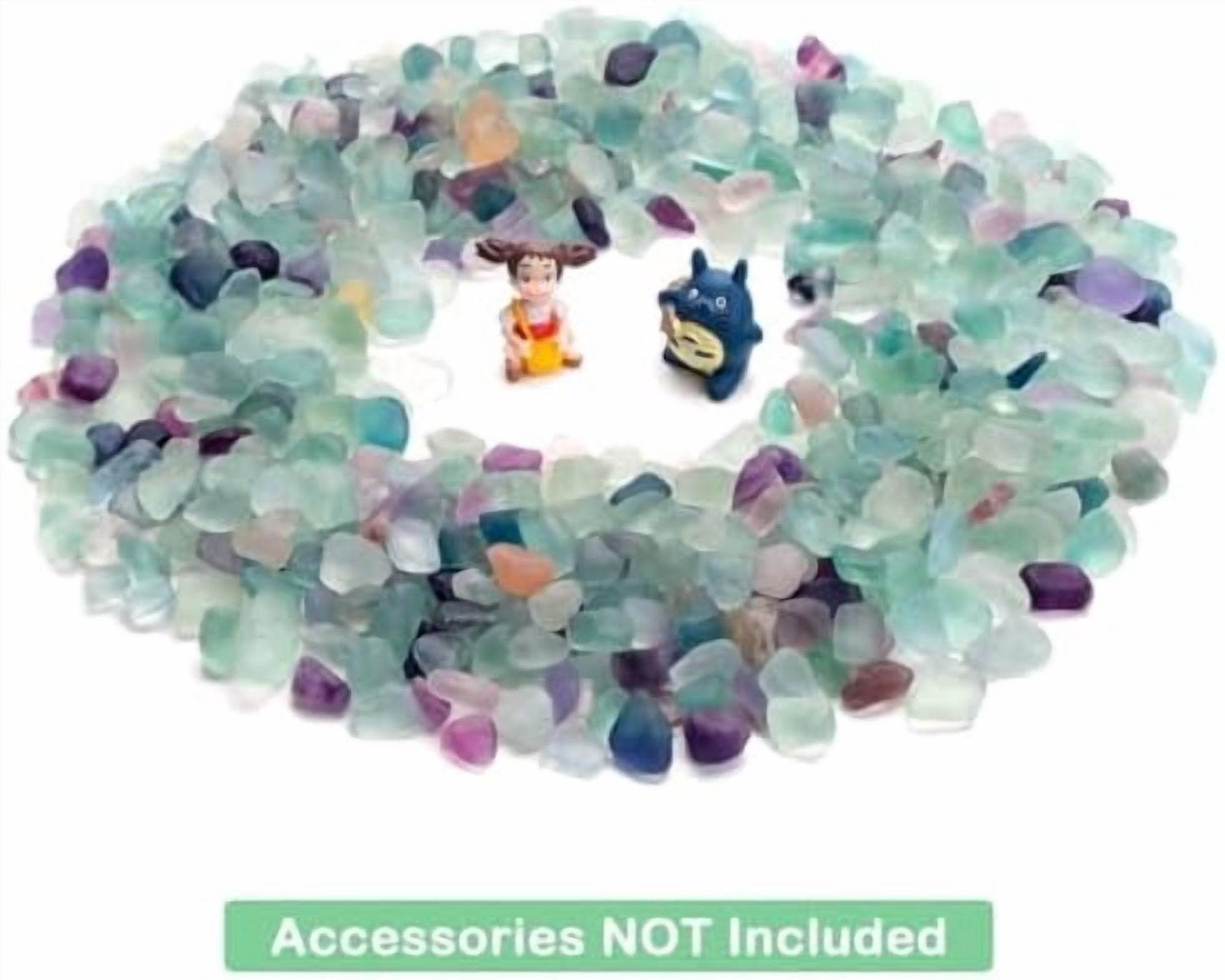 Decorative Crystal Pebbles, 1 Lb/460g (Fill 0.9 Cup) Natural Quartz Stones Aquarium Gravel Sea Glass Rock Sand for Fish Turtle Tank/Air Plants Decoration