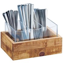 Cal Mil 3408-99 Madera 3 Section Flatware Holder - Brown & Clear