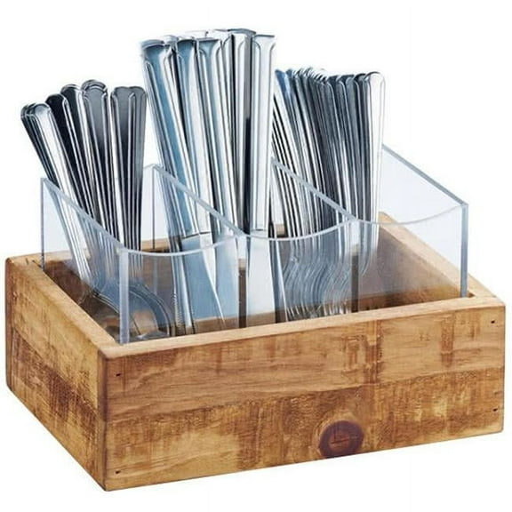Cal Mil 3408-99 Madera 3 Section Flatware Holder - Brown & Clear