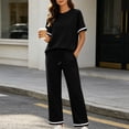 thumbnail image 2 of Purcolt Womens 2 Piece Tracksuit Set Comfort Casual Crew Neck Short Sleeve Tee Shirts Elastic Waisted Wide Leg Trousers Comfort Loose Fit Outfits Sportswear, 2 of 8