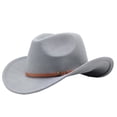 thumbnail image 3 of Wdgfv Kids Cowboy Hat for Girls Boys Western Cowgirl Hat with Buckle Belt Unisex Wide Brim Fedora Hat Dress Up Costume 6-12 Years, 3 of 4