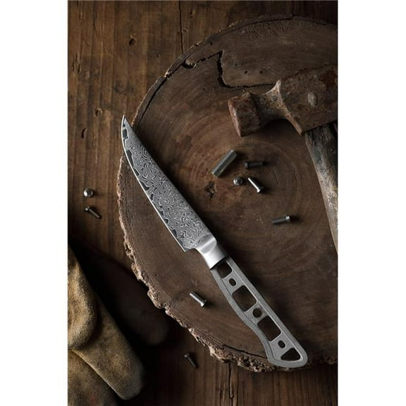 Katsura Cutlery CKGD15Bset4-no logo 4.5 in. Damascuss Teak Knife Non-Serrated Blade Blank Set, 4 Piece