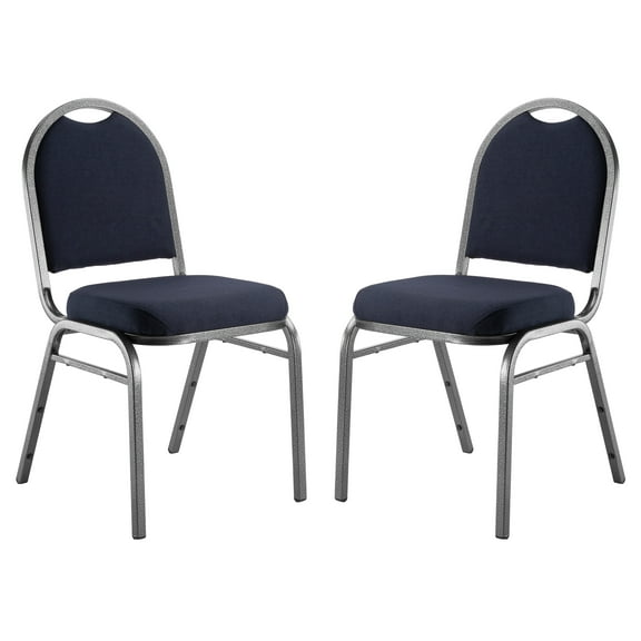 (Pack of 2) NPS® 9200 Series Premium Fabric Upholstered Stack Chair, Midnight Blue Seat/Silvervein Frame