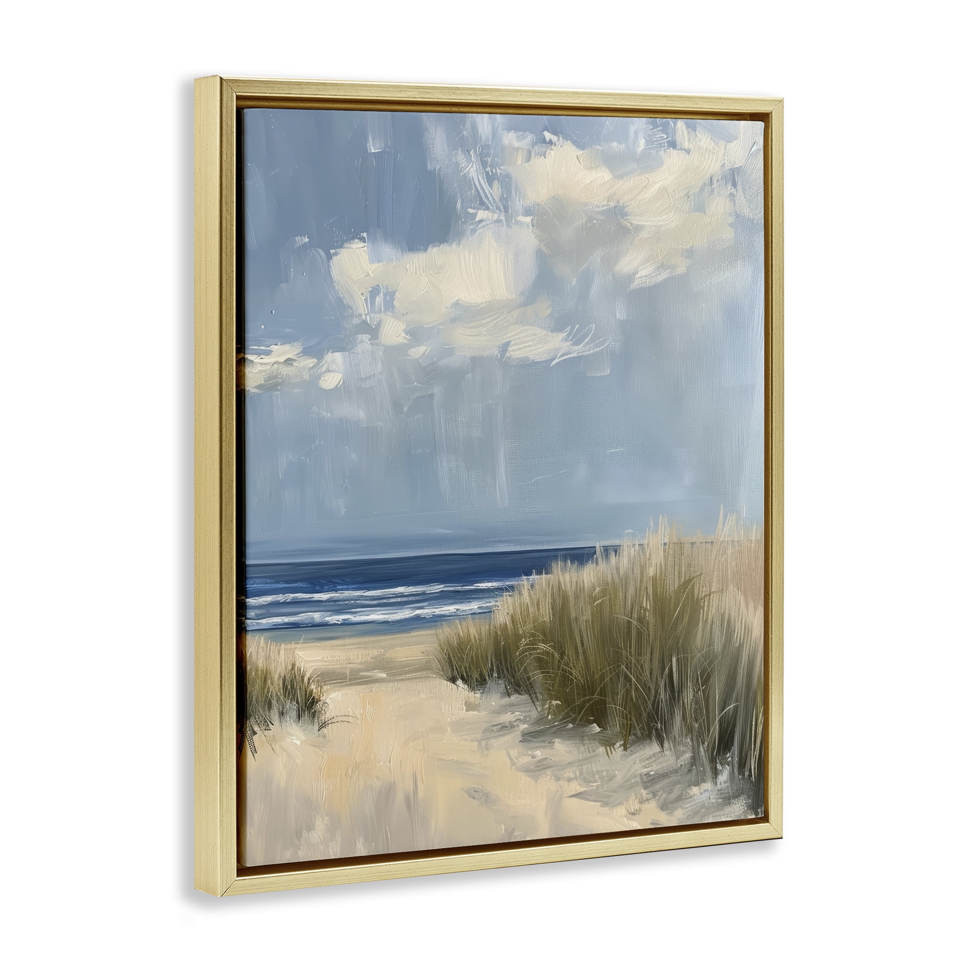 Stupell Industries In The Dunes By The Sea Gold Framed Floater Canvas Wall Art, design by Petal Prints Design