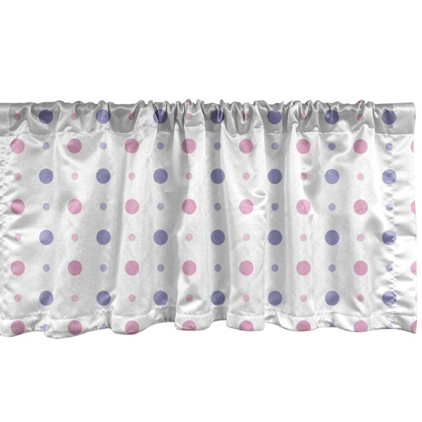 Ambesonne Pink Polka Dots Window Valance Pastel Design Simplistic Rounds Symmetry Curtain For Kitchen Bedroom Decor With Rod Pocket 54 X 12 Baby Lavender Blue Com Ambesonne Pink Polka Dots Window, Red Polka Dot Kitchen Curtains