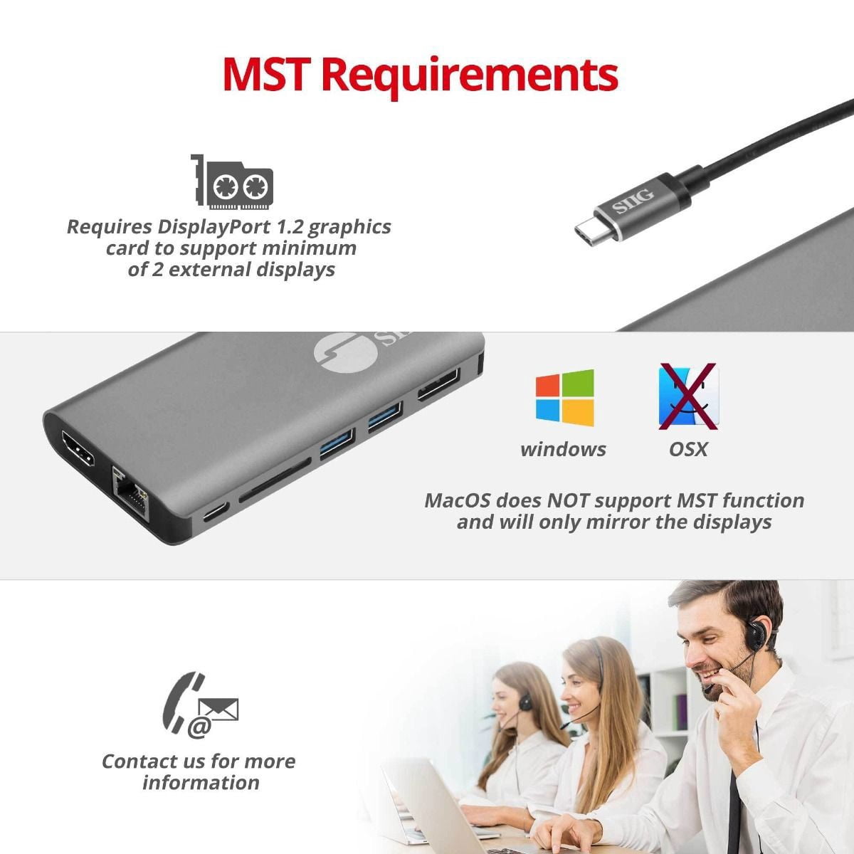 SIIG USB-C MST Video with Hub, LAN and PD 3.0 Docking