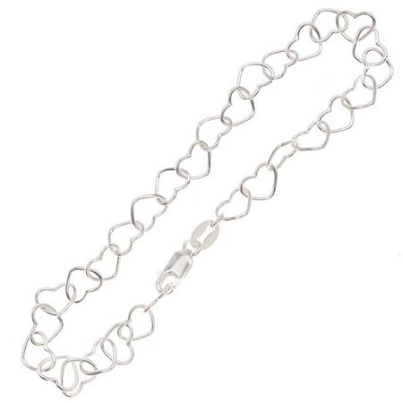 - Sterling Silver Link Charm Bracelet Heart Chain 7 Inch With Lobster Clasp
