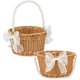 thumbnail image 1 of wonima44 Flower Girl Basket Set of 2 - Small Wicker Rattan Baskets with Pearl Handle & Bow for Rustic Weddings, Easter Basket, or Garden Storage, 1 of 1