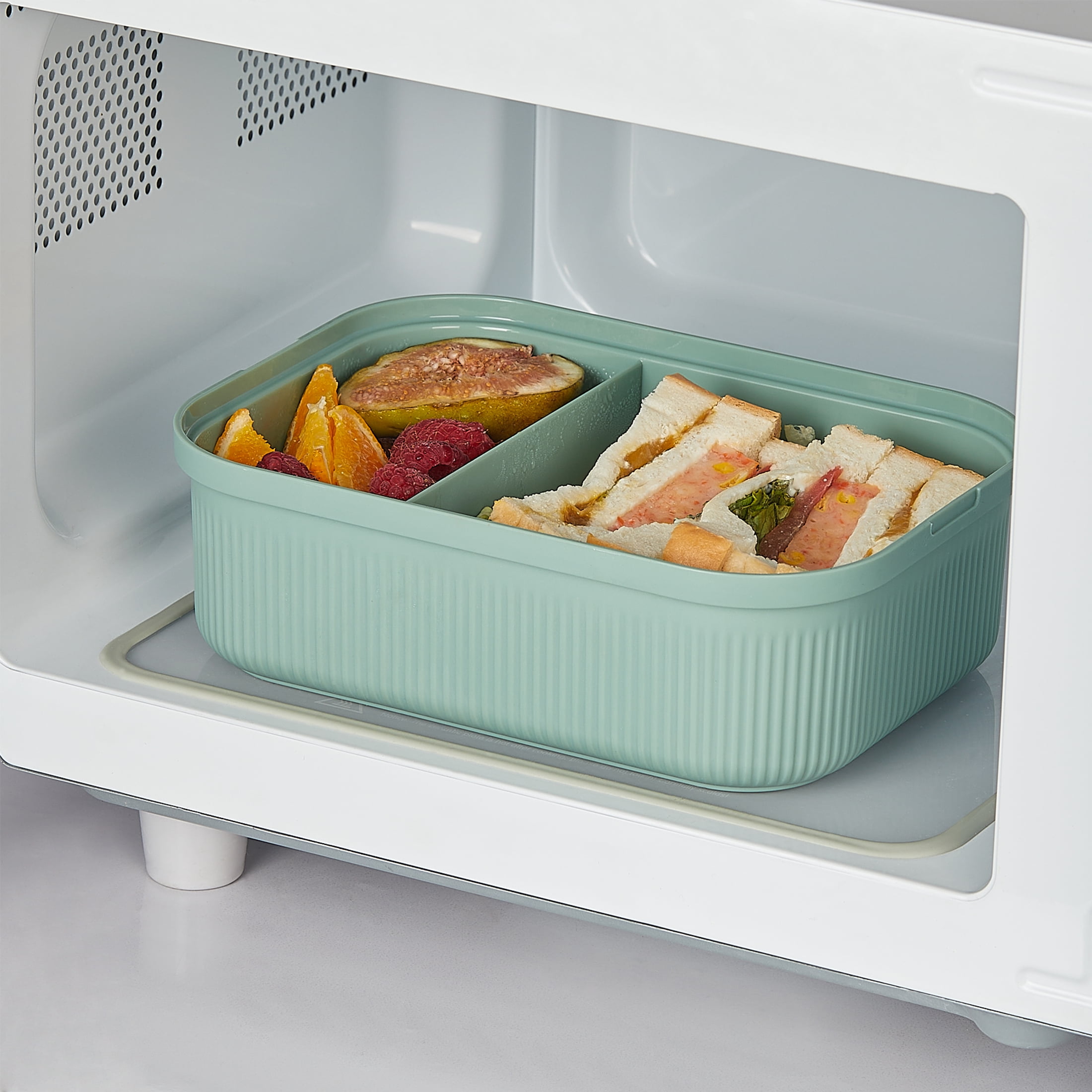 (2 pack) Mainstays Food Storage Bento Container, Rectangle, Green, 42oz Capacity, Designed to Help with Packed Lunches and Daily Commutes