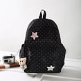 thumbnail image 4 of HUISZJ Polka Dot Backpack, Nylon Shoulder Bag with Pendant, Large Capacity Travel Daypack for Work Travel Outdoor (Black), 4 of 6