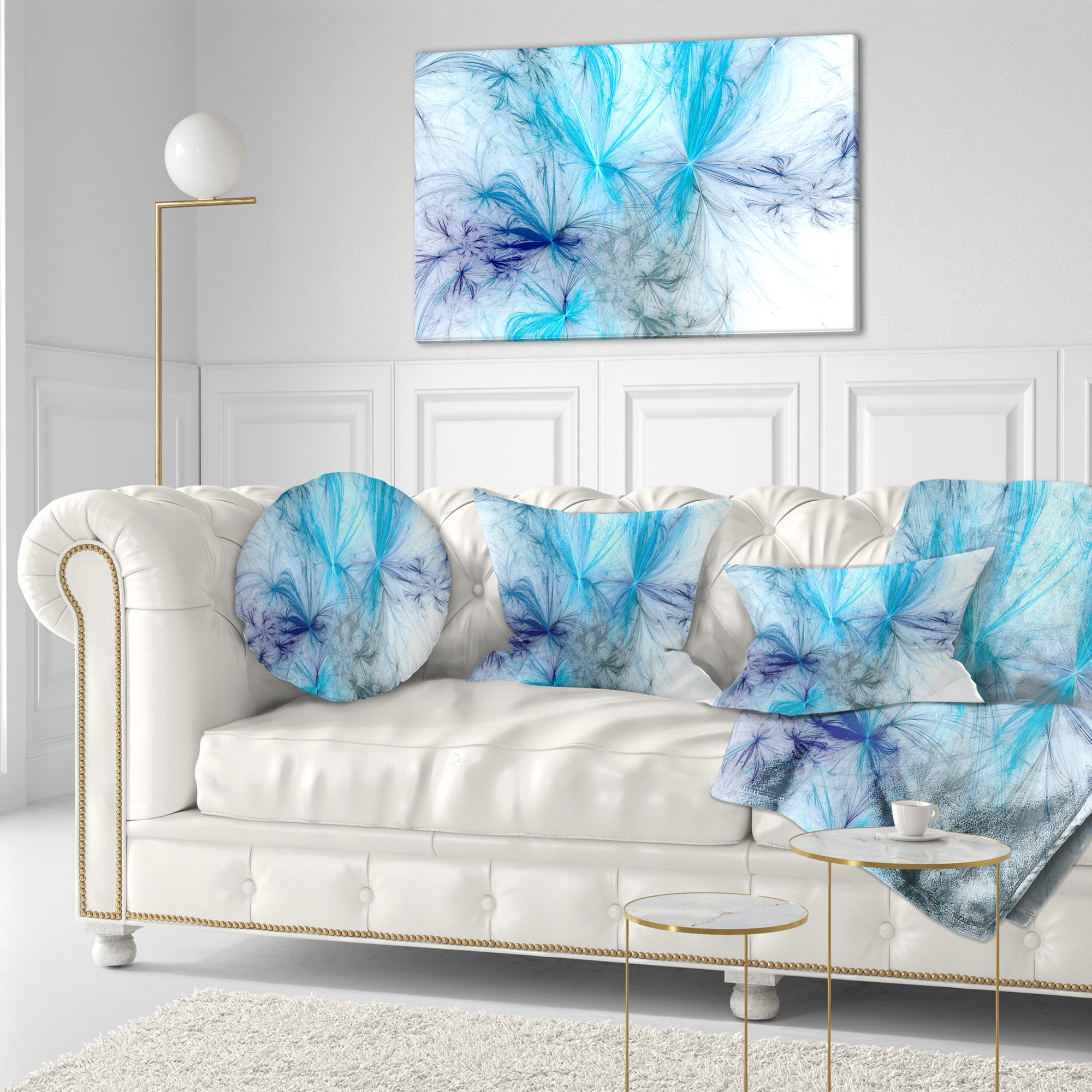 Designart Christmas Fireworks Light Blue - Abstract Throw Pillow - 12x20