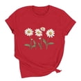 thumbnail image 4 of Xdegoge Womens Botanical Daisy Garden Graphic Short Sleeve Crewneck T Shirt Wildflower Print Nature Inspired Summer Casual Loose Comfort Fashion Tee Artistic Floral Pattern Style Tops Shirts, 4 of 5