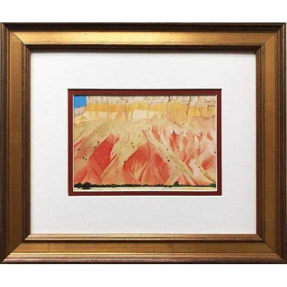 Georgia O'Keeffe "Red and Yellow Cliffs" Art Print Custom Framed New Generic