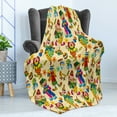 thumbnail image 4 of Cartoon Soft Flannel Fleece Throw Blanket, Funny ish Repetition with Clowns Childish Toys Sweets Balls and Cubes, Cozy Plush for Indoor and Outdoor Use, 50" x 60", Yellow and Blue, by Ambesonne, 4 of 5