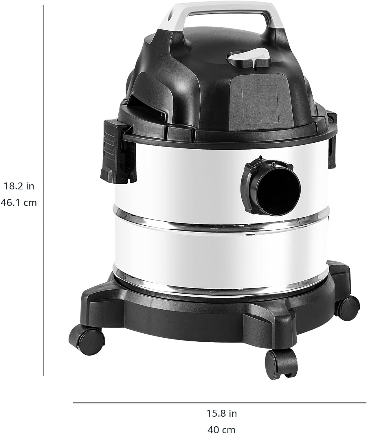 Wet Dry Shop Vacuum Cleaner, 4 Gallon, 3 HP Stainless Steel, Grey/Black
