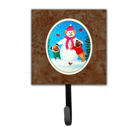Snowman with Pug Winter Snowman Leash or Key Holder