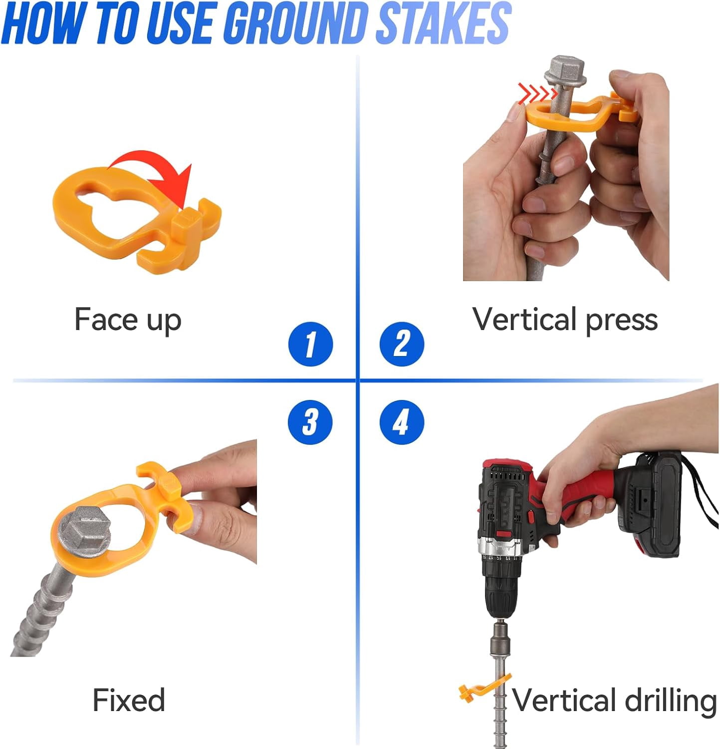 16 PCS Heavy Duty Aluminum Screw Tent Stakes for Camping - Rust Proof Ground Anchors with Hand Crank