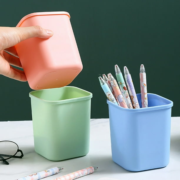 Organizador de escritorio Pen Cup | Carrito de almacenamiento de escritorio de plástico para oficina escuela hogar | Compartimento individual | Azul | Soporte multiusos para bolígrafos, lápices,