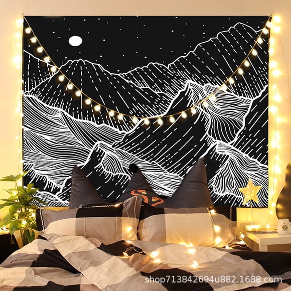 Papel pintado para colgar en la pared de estilo nórdico, digno de Instagram, para dormitorios, con motivo de montaña; tela fina cepillada, 100 x 70 cm.
