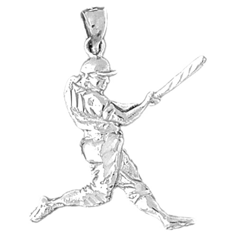 28 mm Sterling Silver 925 Baseball Player Pendant Jewels Obsession Baseball Player Pendant