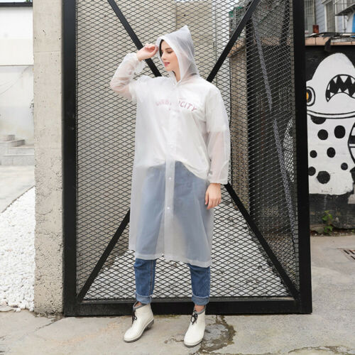 Puloru Adult Hooded Raincoat Long Sleeve Button Closure Reusable Rain Poncho - image 3 of 5