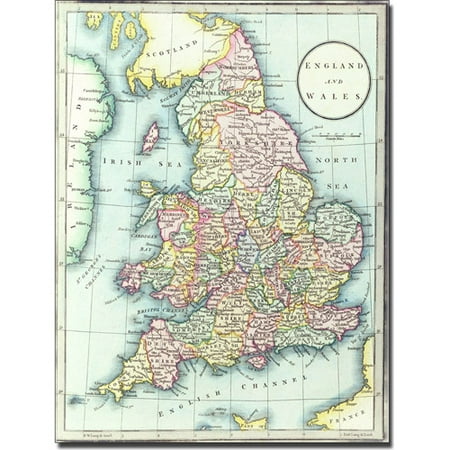 Trademark Art 'Map of England & Wales, 1852' Canvas Art by R.H. Laurie