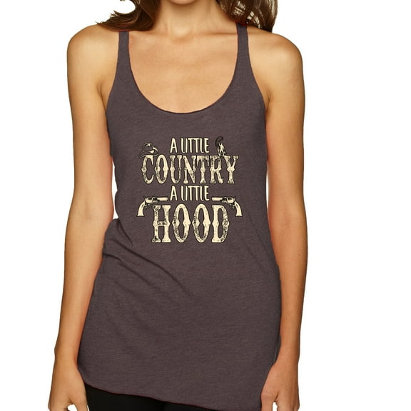 Wild Bobby, A Little Country, A Little Hood, Pop Culture, Women Tri-Blend Racerback Tank Top, Brown, Small
