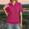 thumbnail image 1 of Uootdi Women's Collared Shirts Short Sleeve V Neck Tops Casual Daily Style Soft Breathable Relaxed Fit Tees Gift, 1 of 5