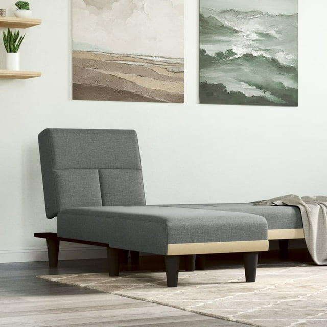 vidaXL Chaise Longue Dark Grey Fabric