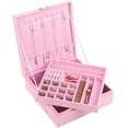 thumbnail image 2 of Jewelry Box Organizer, 2 Layers Lint Jewelry Display Storage Case with Lock - Pink, 2 of 7