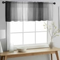 thumbnail image 2 of Black Gray Ombre Valance Curtains for Kitchen/Living Room/Bathroom/Bedroom Window, Rod Pocket Small Topper Half Short Window Curtains Voile Sheer Scarf, Vintage Country Wooden 42"x18", 2 of 8