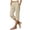 Khaki, variant on Capris Pants for Women Cotton Linen Casual Summer Straight Leg Loose Elastic Waist Cropped Trouser with Pockets & Side Slit Khaki XL