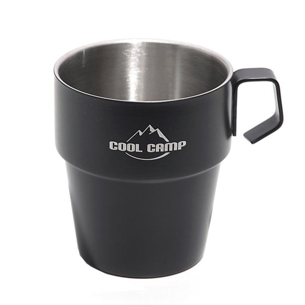 Taza de camping de 300 ml Taza de agua de bebida de doble capa Anti-escaldado para barbacoa de picnic Ehuebsd Para Estrenar