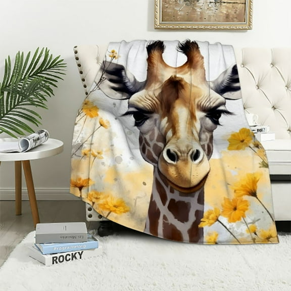 BCIIG Giraffe Flowers Warm Lightweight Blanket Soft Fleece Throw Blanket All Seasons Exquisite Gifts 40x50in