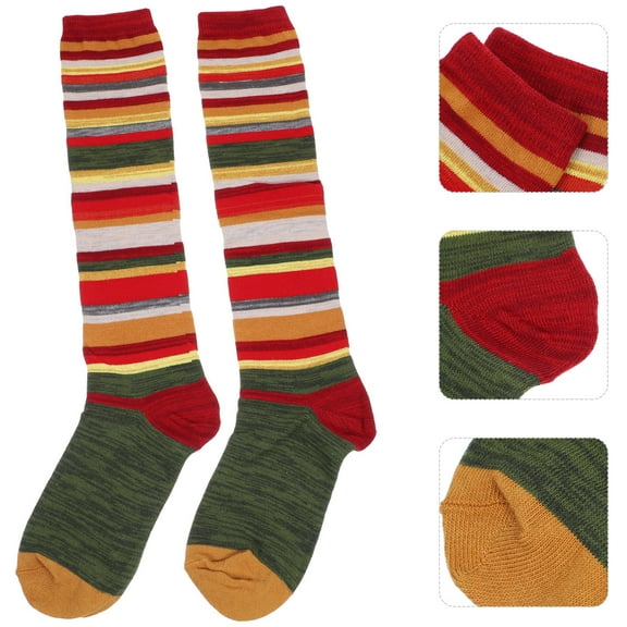 ifundom 1 Pair Multi-Color Knee High Stockings Socks, Elastic Comfortable Socks for Women and Men