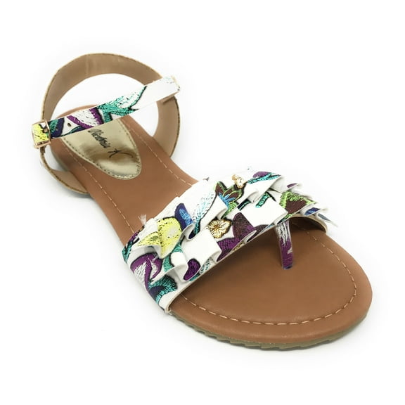 Victoria K Women's Printed Floral Ruffels Sandals