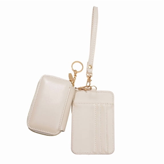 Keychain Wallet Card Holder Mini Zip Around Duals Pouch Wristlet Coin Purses