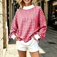 thumbnail image 5 of Women's Mock Neck Sweatshirts Plus Size Long Sleeve Patchwork Pullover Tops Fall Fashion Casual Oversized Outfits (L, Red), 5 of 7