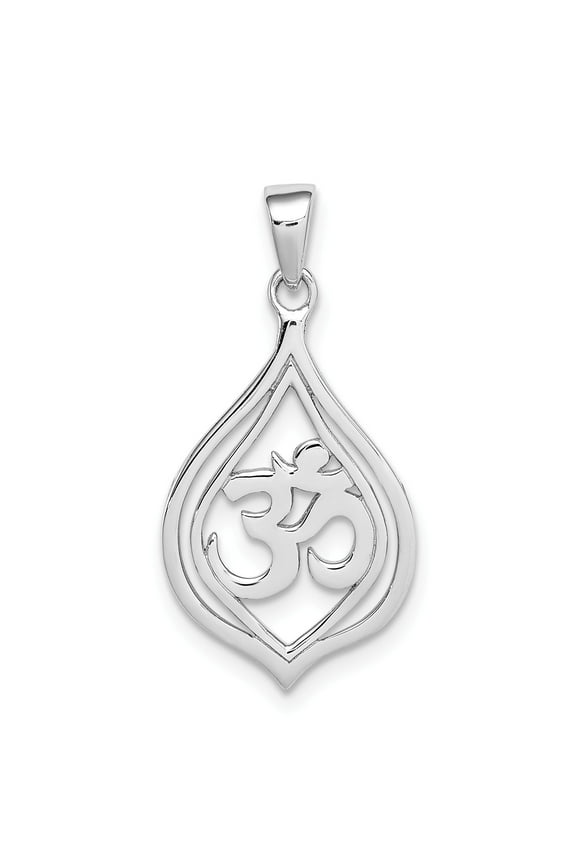 Sterling Silver Rhodium-plated Om Pendant