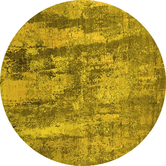 Ahgly Company Indoor Round Oriental Yellow Industrial Area Rugs, 8' Round