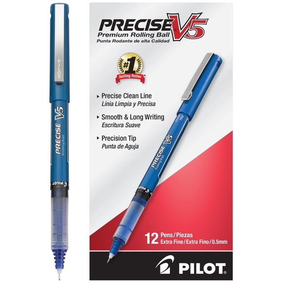 Pilot Precise V5, Bol&iacute;grafo, Tinta L&iacute;quida Azul, Doce Piezas (35335)