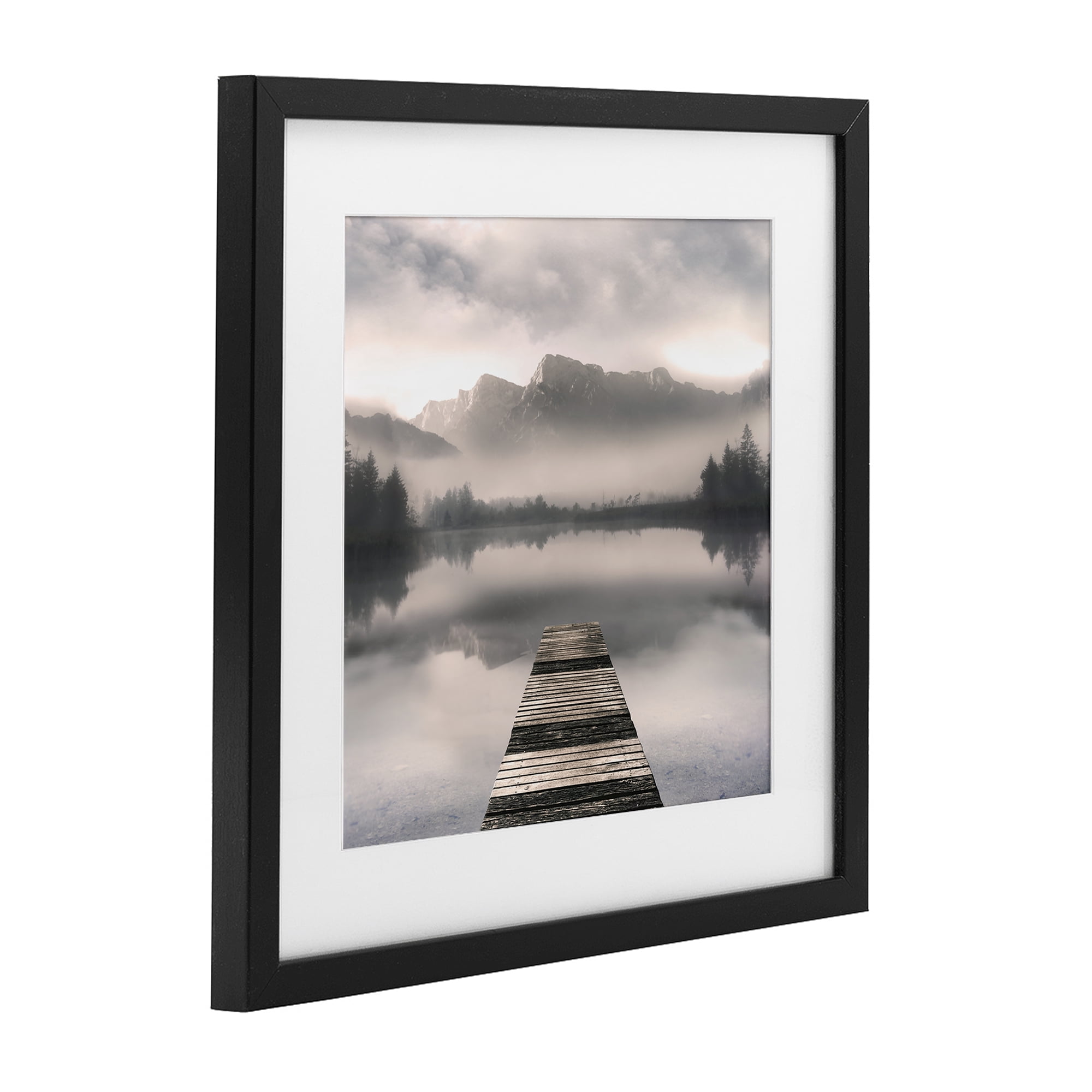 Stupell Industries Calm Reflective Waters & Mountains Black Framed Print Under Glass, design by Irene Weisz