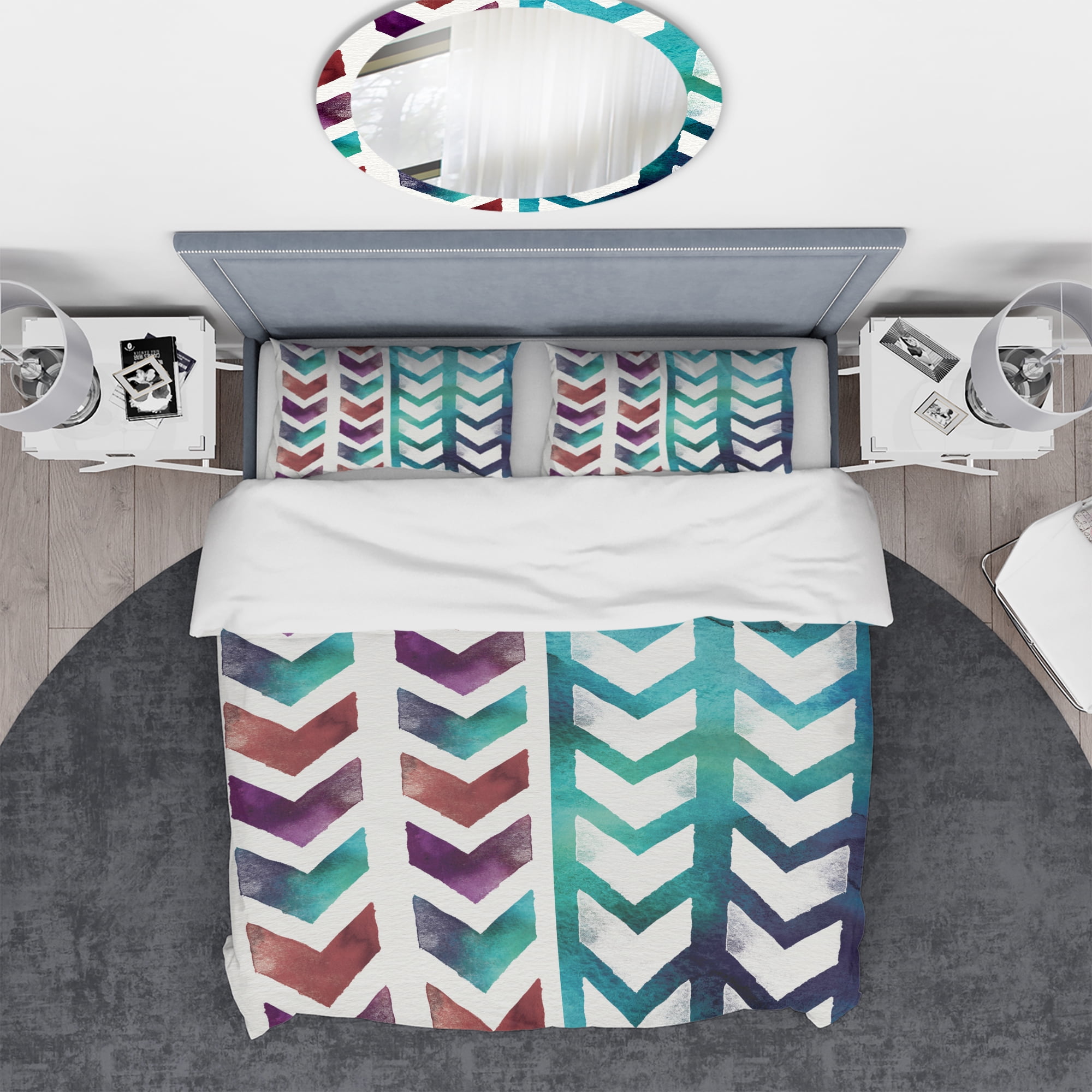 Designart 'Geometric Pattern of Red And Blue Arrows' Geometric Duvet Cover Set